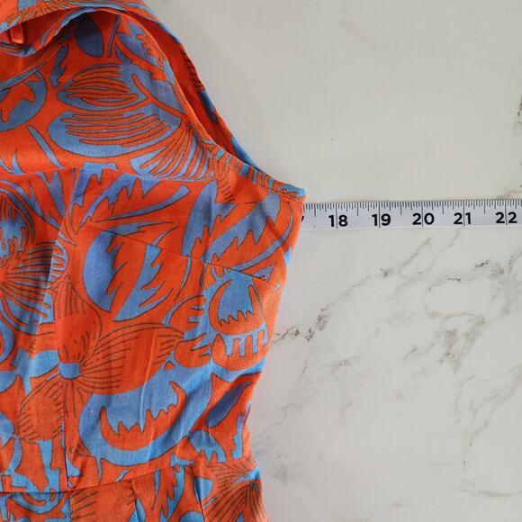 Talbots Petites Blue Orange Sleeveless Tank Boho Floral Tropical Dress Petite 2P - Picture 7 of 9